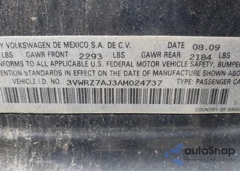 2010 Volkswagen Jetta Se z USA, uszkodzony, nr VIN 3VWRZ7AJ3AM024737